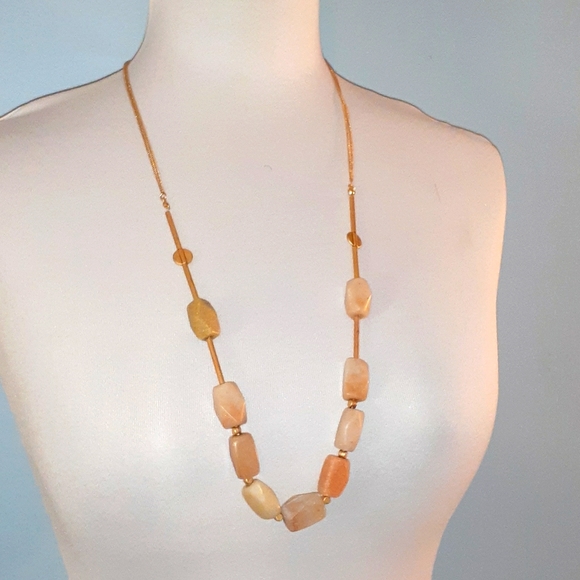 Nwt Orange Gold Tan Semi Precious Stone 